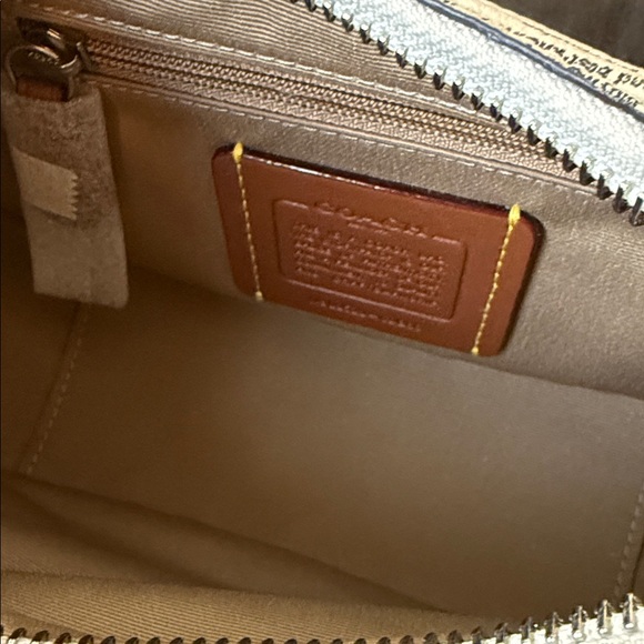 Coach Carmen Mini Tote Crossbody Bag Purse Newspaper Print Chain & Leather Strap - Picture 10 of 13